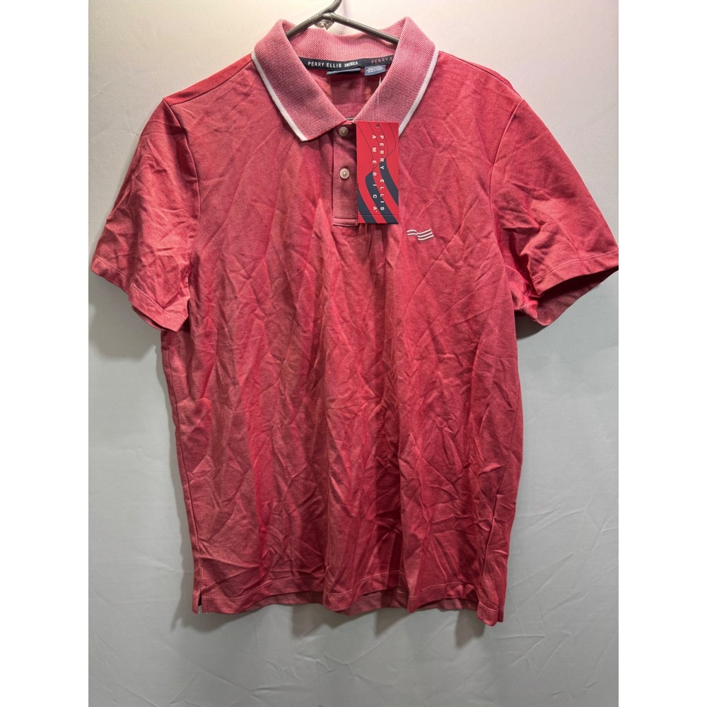 Perry Ellis America Mens Red Marl Short Sleeve Polo Shirt NWT Size Large